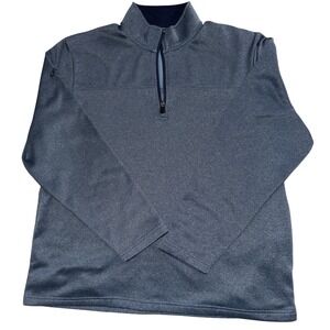 Callaway Mens Large Blue Gray Quarter Zip Pullover Textured Golf Fleece SU30134